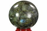 Flashy, Polished Labradorite Sphere - Madagascar #103713-2